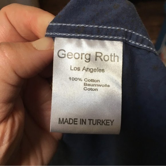 GEORG Roth Los Angeles Blue Floral Print Button Up Shirt - Picture 9 of 9